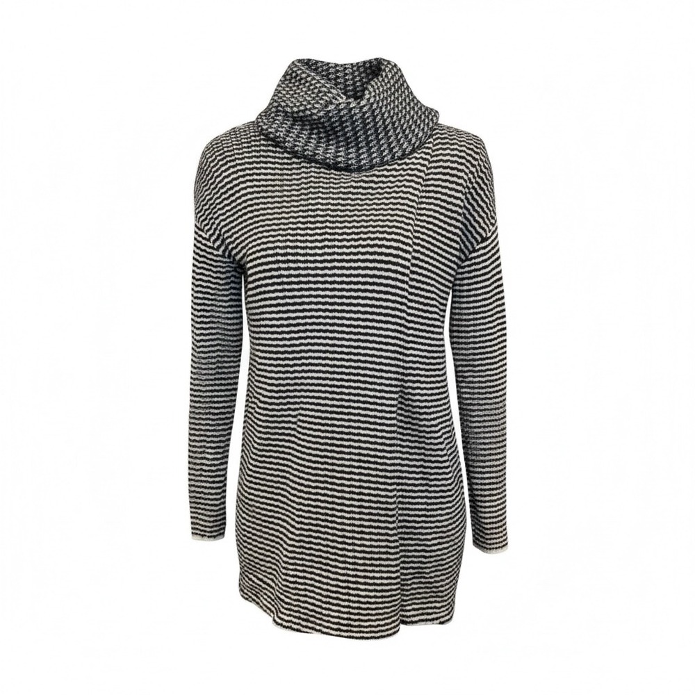 Cabi XXS Womens Black‎ White Stripe Cowl Neck Tunic Sweater